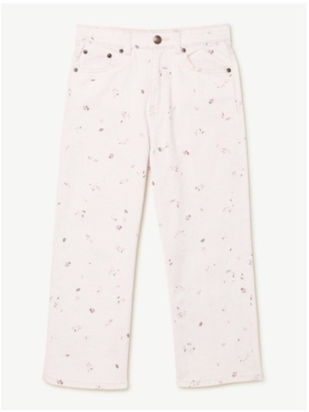 Gils Cream Orchid Floral Wide Leg Jeans, Free Assembly Size 12